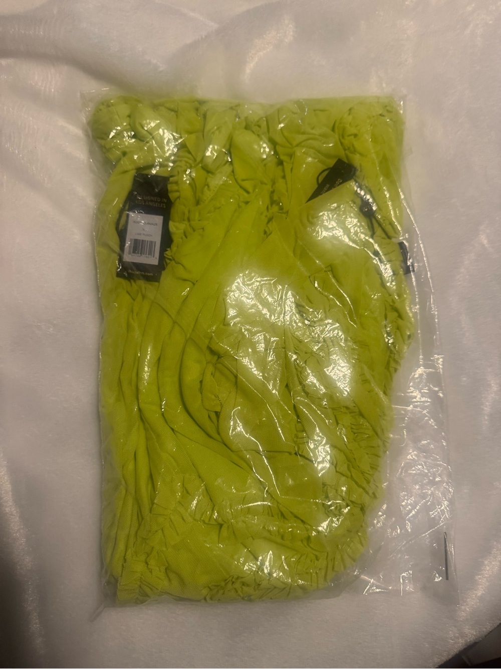 AFRM Neon Lime Ruffle-Trim High-Low Maxi Dress - Picture 3 of 3